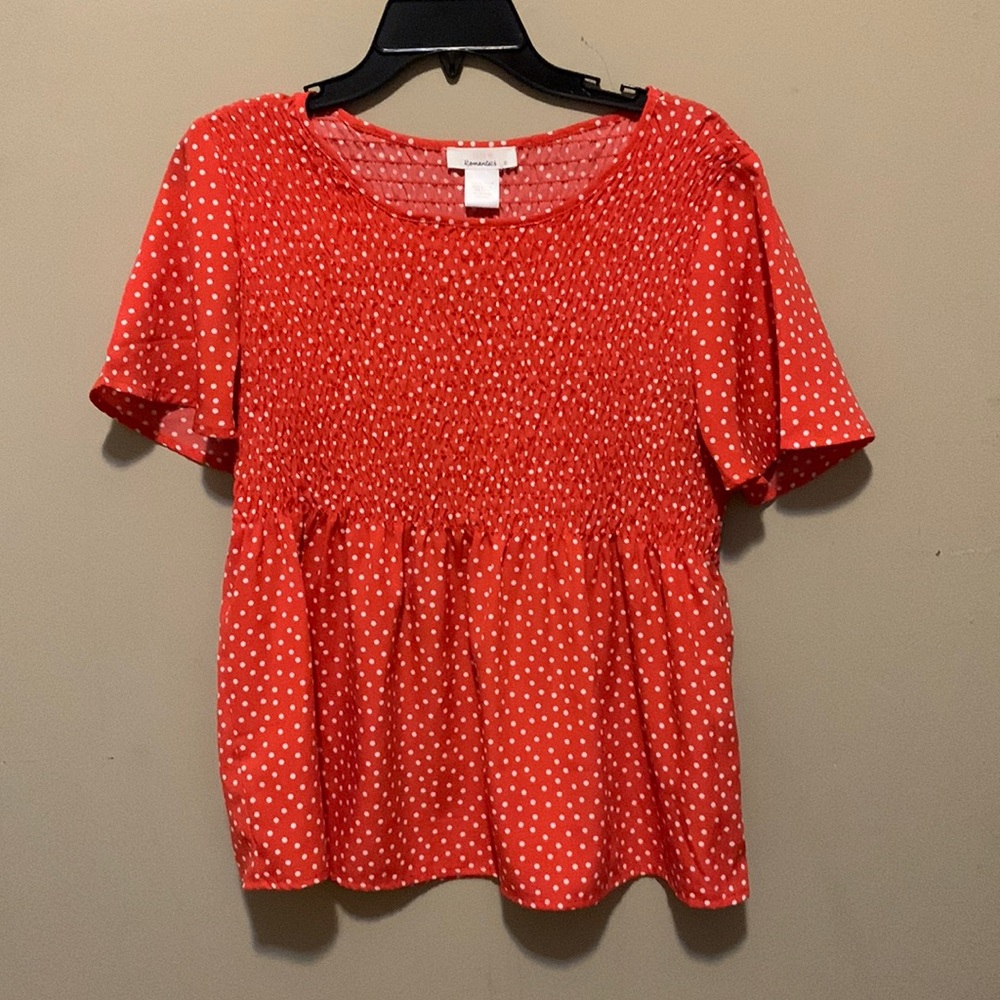 [URBAN ROMANTICS] Orange Polka Dot Babydoll Shirt